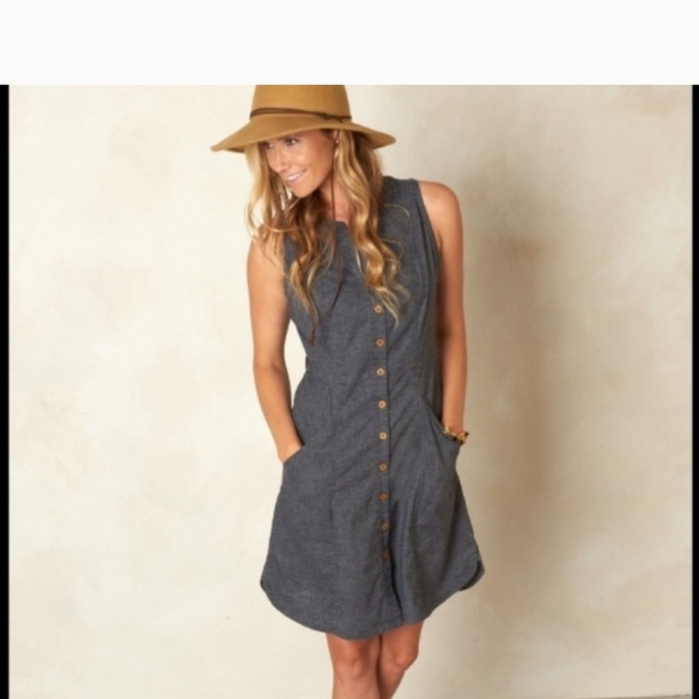 Prana Black Button-Down Dress